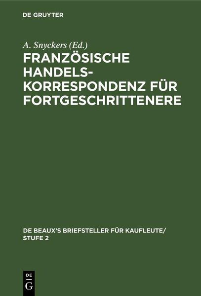 Produktbild: Franz&ouml;sische Handelskorrespondenz f&uuml;r Fortgeschrittenere