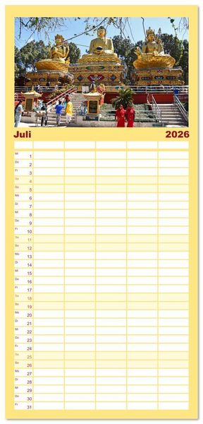 Produktbild: Familienplaner 2026 - KATHMANDU, Nepals Hauptstadt mit 5 Spalten (Wandkalender, 21 x 45 cm) CALVENDO