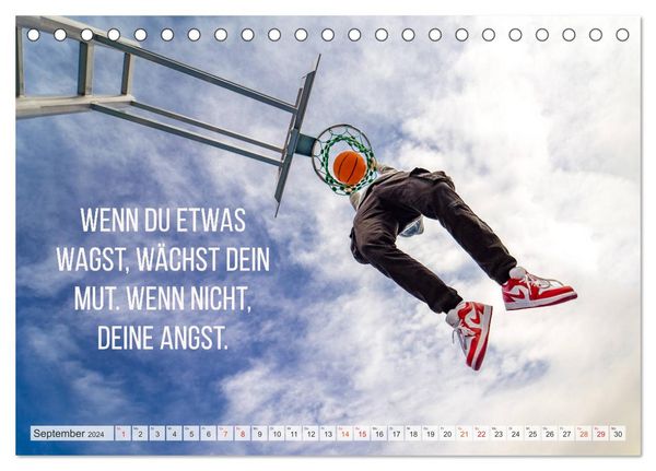Produktbild: Positive Spr&uuml;che - Motivation und Basketball (Tischkalender 2024 DIN A5 quer), CALVENDO Monatskalender