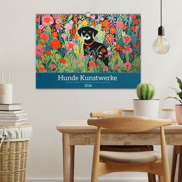 Produktbild: Hunde Kunstwerke - Hunde im Stil des Fauvismus k&uuml;nstlerisch gestaltet (Wandkalender 2026 DIN A3 quer), CALVENDO Monatskalender
