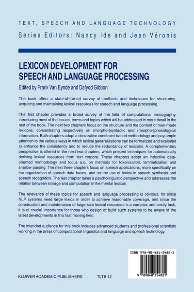 Produktbild: Lexicon Development for Speech and Language Processing