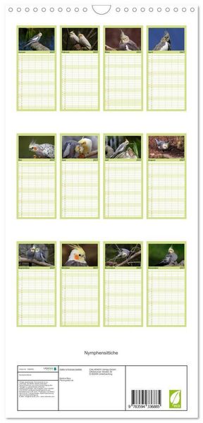 Produktbild: Familienplaner 2027 - Nymphensittiche mit 5 Spalten (Wandkalender, 21 x 45 cm) CALVENDO