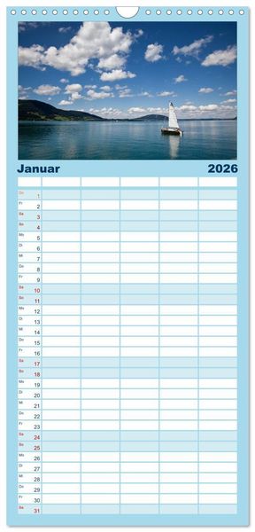 Produktbild: Familienplaner 2026 - Salzkammergut - Die sch&ouml;nsten Seen Ober&ouml;sterreichs mit 5 Spalten (Wandkalender, 21 x 45 cm) CALVENDO