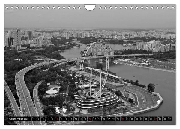 Produktbild: Singapur - Impressionen in schwarz - weiss (Wandkalender 2026 DIN A4 quer), CALVENDO Monatskalender