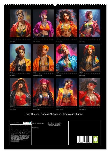 Produktbild: Rap Queens. Badass Attitude im Streetwear-Charme (hochwertiger Premium Wandkalender 2026 DIN A2 hoch), Kunstdruck in Hochglanz