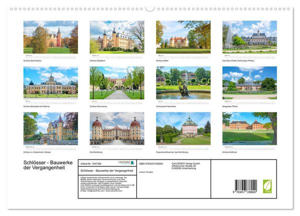 Produktbild: Schl&ouml;sser - Bauwerke der Vergangenheit (hochwertiger Premium Wandkalender 2026 DIN A2 quer), Kunstdruck in Hochglanz
