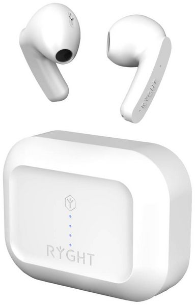 Produktbild: RYGHT MINO In Ear Headset Bluetooth® Stereo Weiß Mikrofon-Rauschunterdrückung Batterieladeanzeige, Headset, Ladecase, Touch-Steuerung