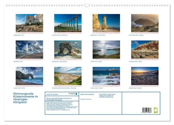 Produktbild: Stimmungsvolle K&uuml;stenmomente im Vereinigten K&ouml;nigreich (Wandkalender 2026 DIN A2 quer), CALVENDO Monatskalender
