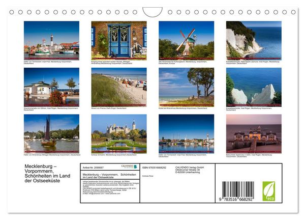 Produktbild: Mecklenburg &ndash; Vorpommern, Sch&ouml;nheiten im Land der Ostseek&uuml;ste (Wandkalender 2026 DIN A4 quer), CALVENDO Monatskalender