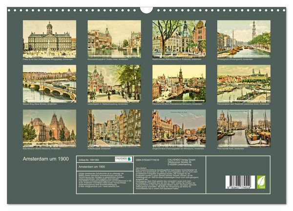 Produktbild: Amsterdam um 1900 (Wandkalender 2026 DIN A3 quer), CALVENDO Monatskalender