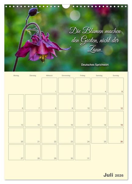 Produktbild: Gartenliebe (Wandkalender 2026 DIN A3 hoch), CALVENDO Monatskalender