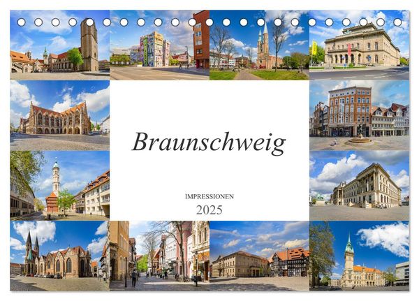 Braunschweig Impressionen (Tischkalender 2025 DIN A5 quer), CALVENDO Monatskalender