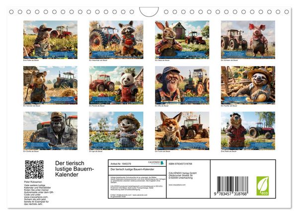 Produktbild: Der tierisch lustige Bauern-Kalender (Wandkalender 2026 DIN A4 quer), CALVENDO Monatskalender