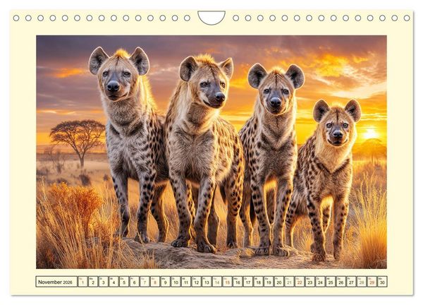 Produktbild: Afrikas Hy&auml;nen. Die kichernden Schatten der Savanne (Wandkalender 2026 DIN A4 quer), CALVENDO Monatskalender
