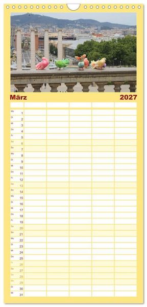 Produktbild: Familienplaner 2027 - BARCELONA - Metropole am Mittelmeer mit 5 Spalten (Wandkalender, 21 x 45 cm) CALVENDO