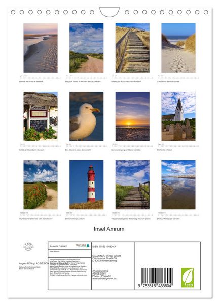 Produktbild: Insel Amrum (Wandkalender 2026 DIN A4 hoch), CALVENDO Monatskalender