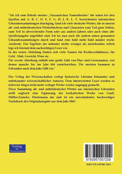 Produktbild: Sammlung alt- und mitteldeutscher W&ouml;rter aus lateinischen Urkunden