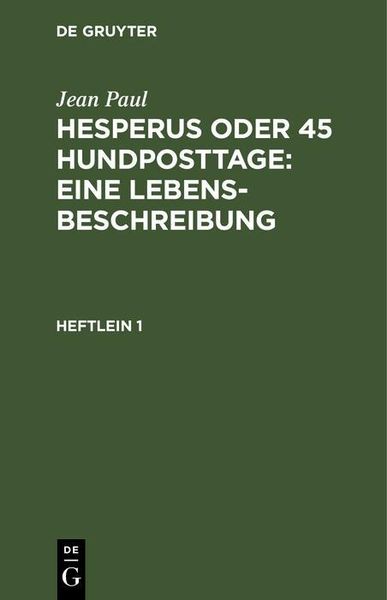 Produktbild: Hesperus oder 45 Hundposttage : Eine Lebensbeschreibung