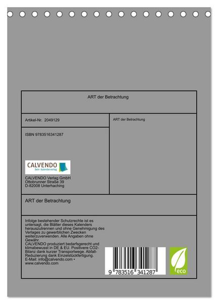 Produktbild: ART der Betrachtung (Tischkalender 2026 DIN A5 hoch), CALVENDO Monatskalender