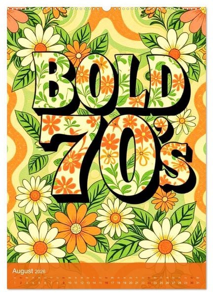 Produktbild: Flower Power Dreams - Retro 70s Art (Wandkalender 2026 DIN A2 hoch), CALVENDO Monatskalender