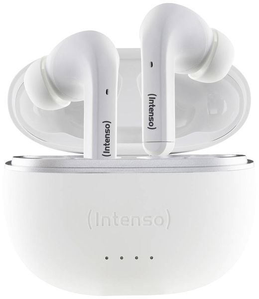 Intenso T302A In Ear Headset Bluetooth® Stereo Weiß Noise Cancelling Batterieladeanzeige, Headset, Ladecase, Touch-Steue