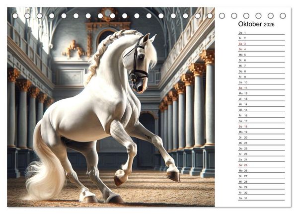 Produktbild: Pferde - die Sch&ouml;nheit edler Pferderassen (Tischkalender 2026 DIN A5 quer), CALVENDO Monatskalender