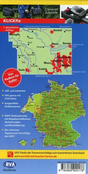 Produktbild: ADFC-Regionalkarte Niederrhein Nord mit Tagestouren