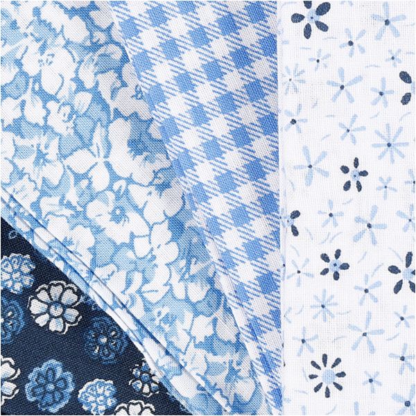 Produktbild: Creativ Company Patchwork-Stoff, Gr&ouml;&szlig;e 45x55 cm, 100 g, Blau, 4 Stk/ 1 B&uuml;ndl.