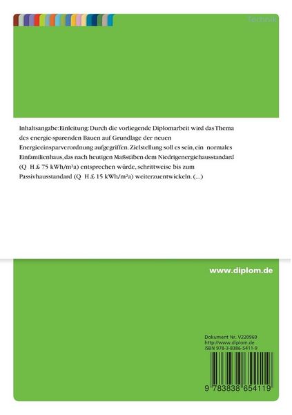 Produktbild: Schrittweise Entwicklung eines energieoptimierten Einfamilienhauses auf Grundlage der aktuellen Energieeinsparverordnung