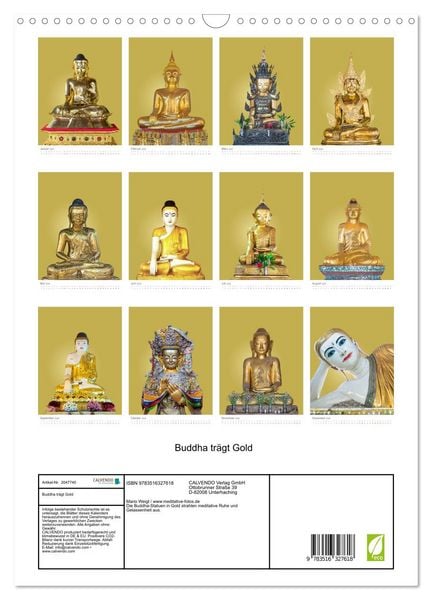 Produktbild: Buddha tr&auml;gt Gold (Wandkalender 2026 DIN A3 hoch), CALVENDO Monatskalender