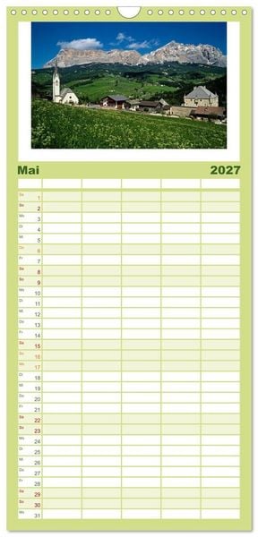 Produktbild: Familienplaner 2027 - S&Uuml;DTIROL - Land der Berge mit 5 Spalten (Wandkalender, 21 x 45 cm) CALVENDO