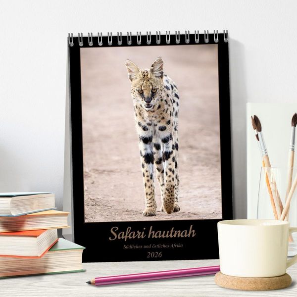 Produktbild: Safari hautnah - S&uuml;dliches und &ouml;stliches Afrika (Tischkalender 2026 DIN A5 hoch), CALVENDO Monatskalender