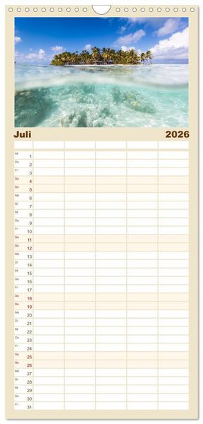 Produktbild: Familienplaner 2026 - Trauminseln - Matteo Colombo mit 5 Spalten (Wandkalender, 21 x 45 cm) CALVENDO