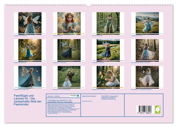 Produktbild: Feenfl&uuml;gel und L&auml;cheln KI - Die zauberhafte Welt der Feenkinder (hochwertiger Premium Wandkalender 2026 DIN A2 quer), Kunstdruck in Hochglanz