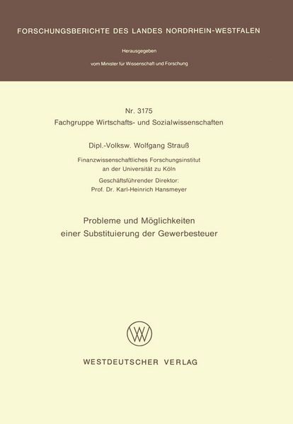 Produktbild: Probleme und M&ouml;glichkeiten einer Substituierung der Gewerbesteuer