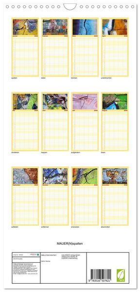 Produktbild: Familienplaner 2026 - MAUER(N)spalten mit 5 Spalten (Wandkalender, 21 x 45 cm) CALVENDO