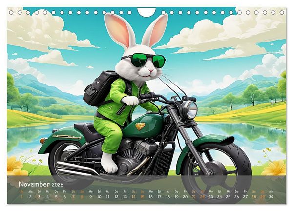 Produktbild: Tierische Motorradfahrer (Wandkalender 2026 DIN A4 quer), CALVENDO Monatskalender