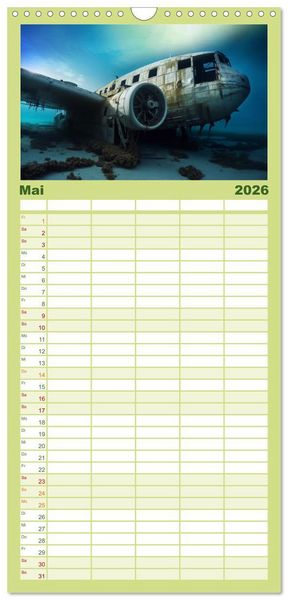 Produktbild: Familienplaner 2026 - Alte Maschinen - verlassene Lieblinge mit 5 Spalten (Wandkalender, 21 x 45 cm) CALVENDO