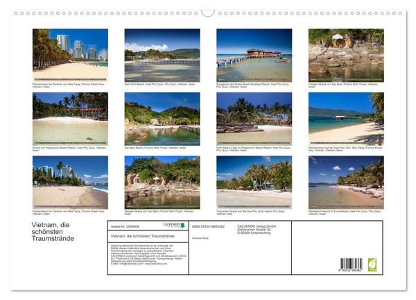 Produktbild: Vietnam, die sch&ouml;nsten Traumstr&auml;nde (Wandkalender 2026 DIN A2 quer), CALVENDO Monatskalender