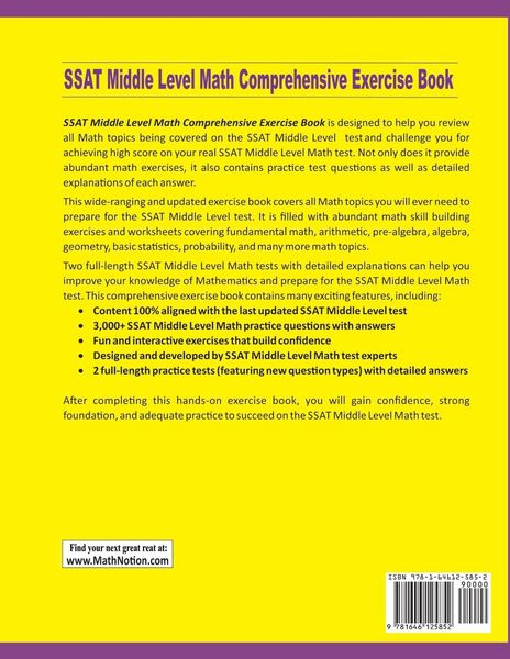 Produktbild: SSAT Middle Level Math Comprehensive Exercise Book