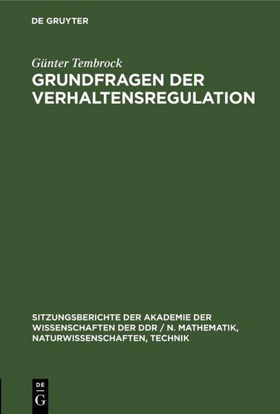 Produktbild: Grundfragen der Verhaltensregulation