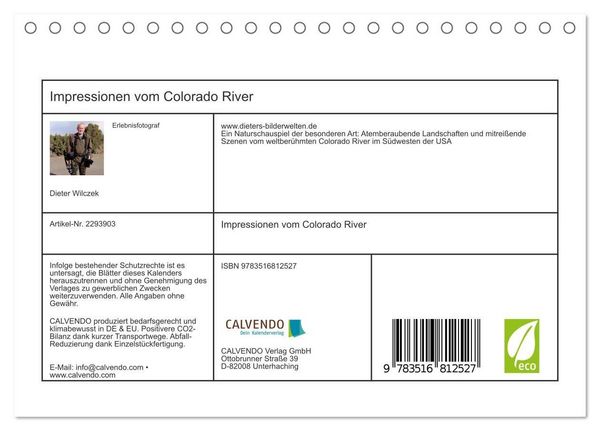 Produktbild: Impressionen vom Colorado River (Tischkalender 2027 DIN A5 quer), CALVENDO Monatskalender