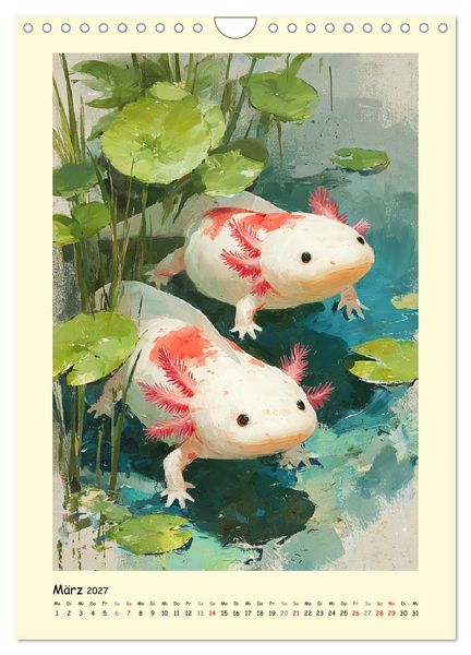 Produktbild: Axolotl im Licht. Lurche zwischen Bl&uuml;ten, Pflanzen und Fantasie (Wandkalender 2027 DIN A4 hoch), CALVENDO Monatskalender