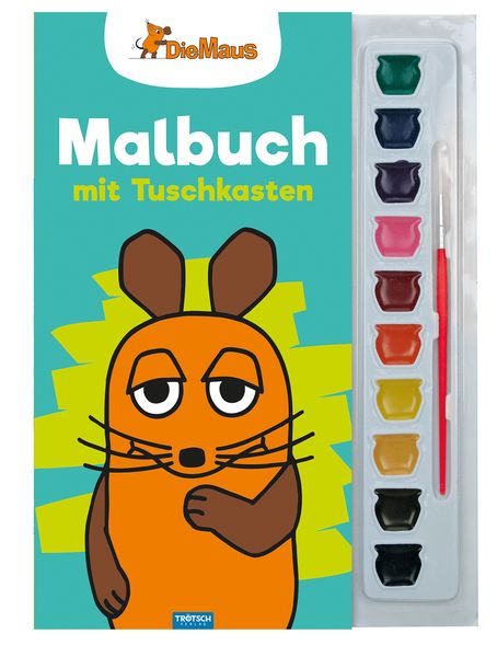 Produktbild: Tr&ouml;tsch Die Maus Malbuch mit Tuschkasten und Pinsel
