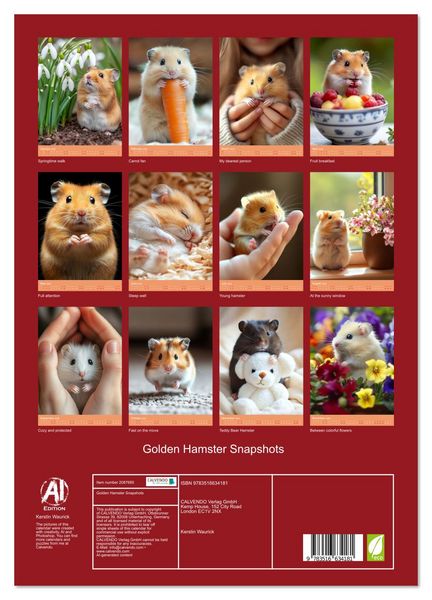 Produktbild: Golden Hamster Snapshots (Wall Calendar 2026 DIN A3 portrait), CALVENDO 12 Month Wall Calendar
