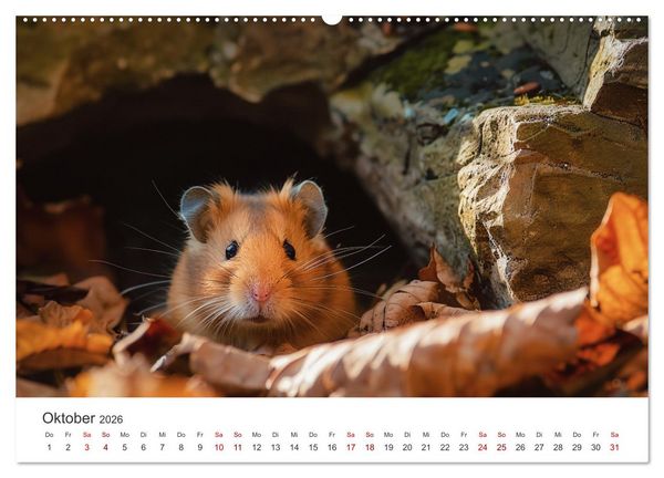 Produktbild: Wild und flauschig - Hamster - Abenteuer in freier Natur (hochwertiger Premium Wandkalender 2026 DIN A2 quer), Kunstdruck in Hochglanz
