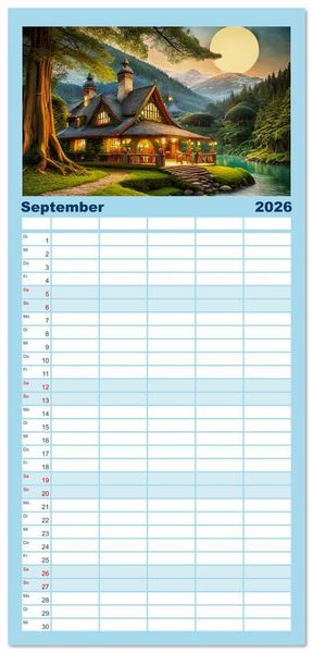 Produktbild: Familienplaner 2026 - Pl&auml;tze zum Tr&auml;umen mit 5 Spalten (Wandkalender, 21 x 45 cm) CALVENDO