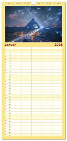 Produktbild: Familienplaner 2026 - Ber&uuml;hmte Wahrzeichen mit 5 Spalten (Wandkalender, 21 x 45 cm) CALVENDO