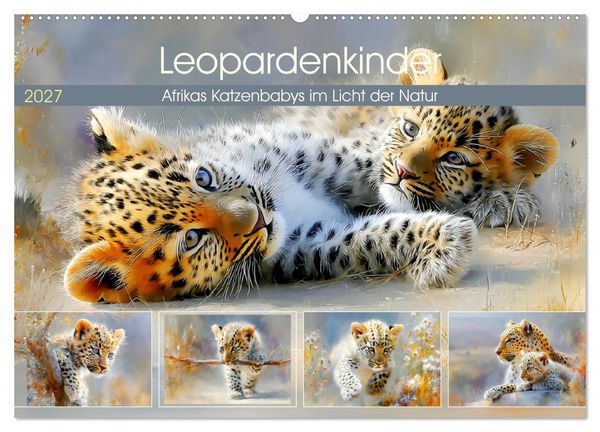 Leopardenkinder. Afrikas Katzenbabys im Licht der Natur (Wandkalender 2027 DIN A2 quer), CALVENDO Monatskalender