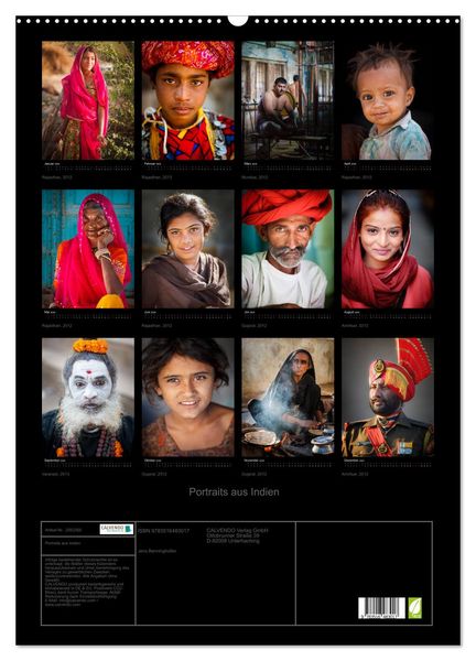 Produktbild: Portraits aus Indien (Wandkalender 2026 DIN A2 hoch), CALVENDO Monatskalender